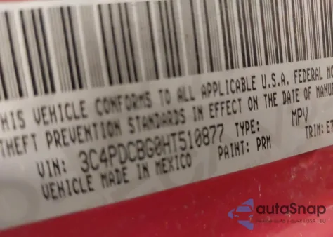 2017 Dodge Journey Sxt from USA, damaged, VIN 3C4PDCBG0HT510877